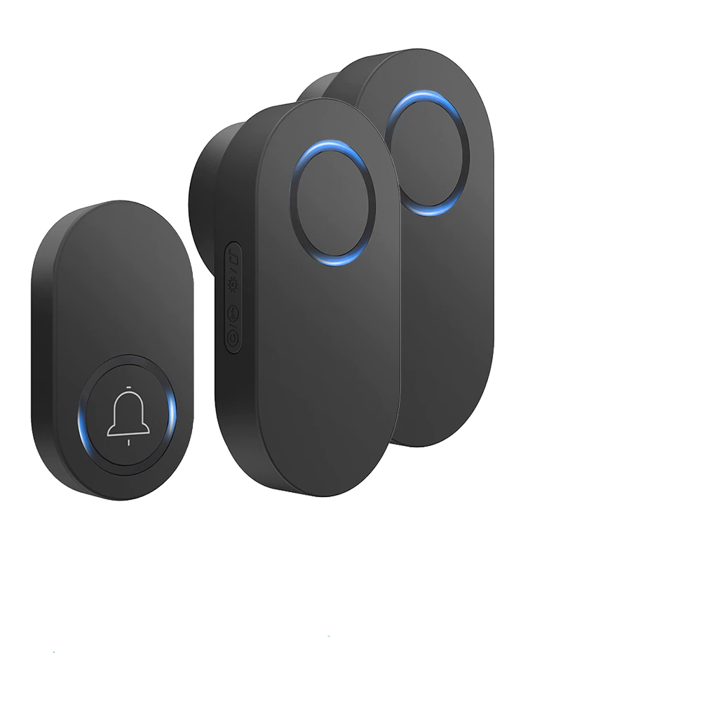 Smartrul WIRELESS DOOR BELL - BLACK BATTERY MODEL 1 Button / 2 Receiver