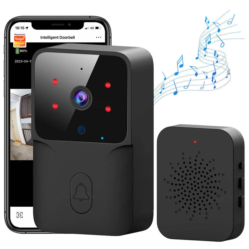 SMATRUL TUYA Wireless Intelligent Wi-Fi Doorbell (Outdoor) High-Definition Camera - BLACK 1/2