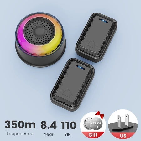 SMATRUL WIRELESS DOOR BELL - BLACK 1 RECEIVER / 2 BUTTONS