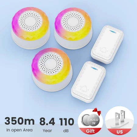 SMATRUL WIRELESS DOOR BELL - (2 BUTTON / 3 RECEIVERS) - WHITE