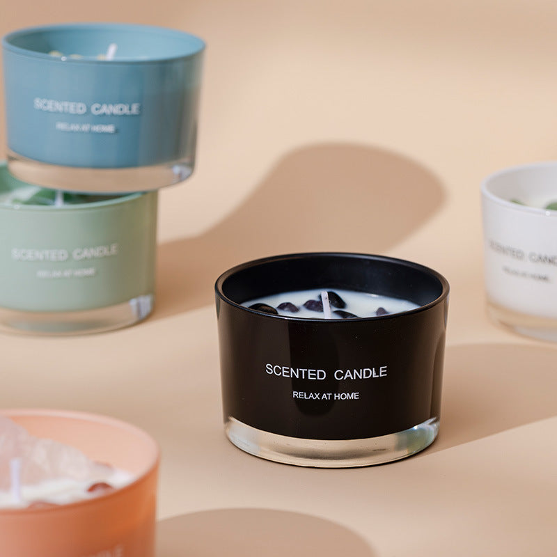 Citta Soy Wax Crystal Stone SCENTED CANDLE | Classic Black Zen Tea w/ BOX