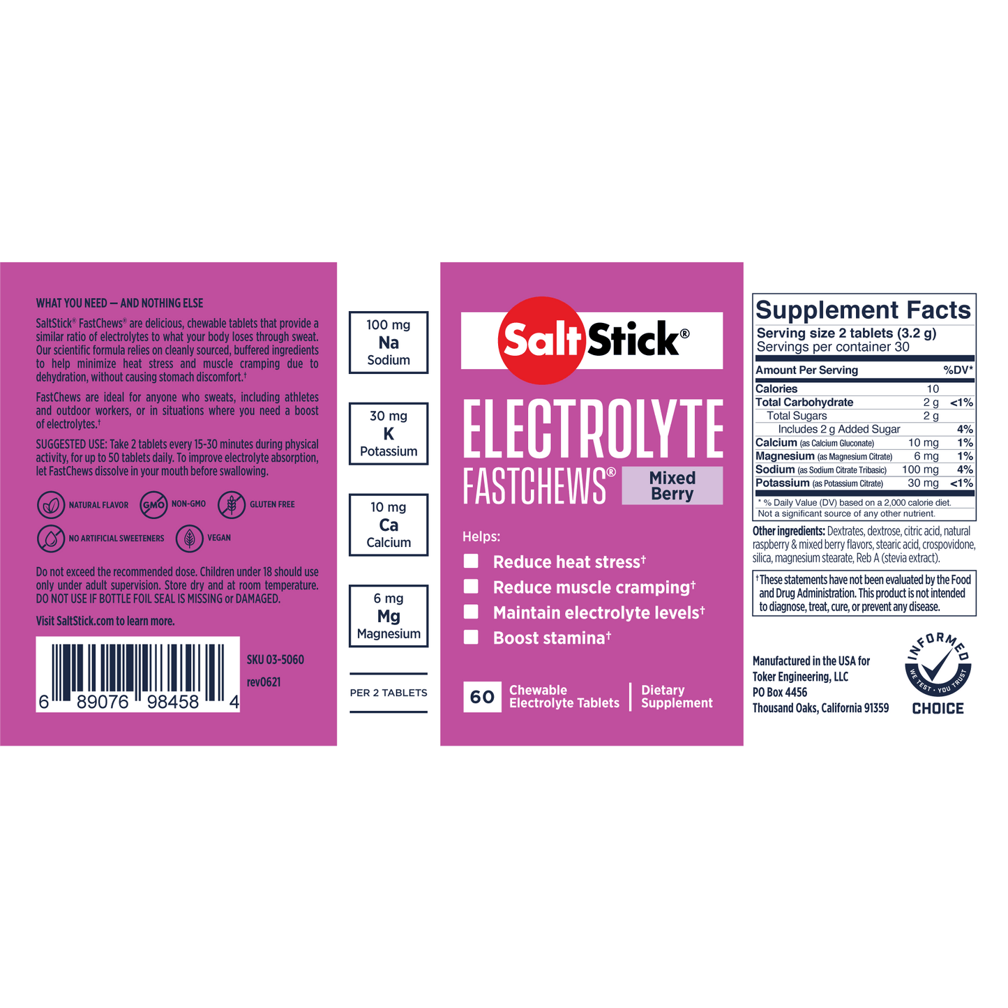 FastChews in Mixed Berry - Packet SaltStick Electrolyte 10tablets