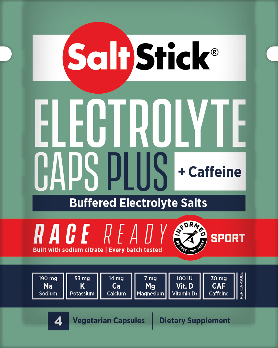 SaltStick Race Ready Electrolyte Caps Plus + Caffeine - Bottle 100ct - buffered electrolyte salts