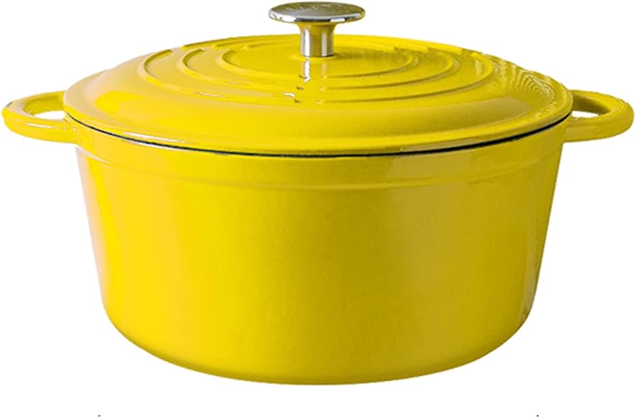 Happiness YELLOW ENAMELED CAST IRON POT - 32cm x 24cmx 11cm / 4.7kg
