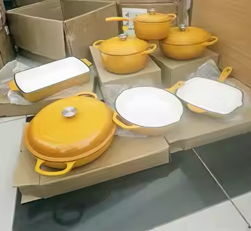 Happiness YELLOW ENAMELED CAST IRON KITCHENWARE - 7 PCS SET