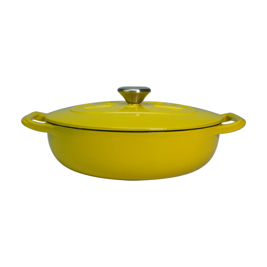 Happiness YELLOW ENAMELED CAST IRON POT - 40 x 30 x 6cm / 6.2kg