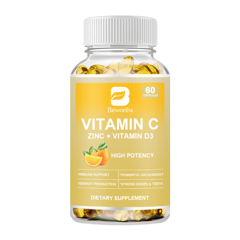 Beworths 100MG VITAMIN C CAPSULES WITH ZINC + D3 - 60 pcs