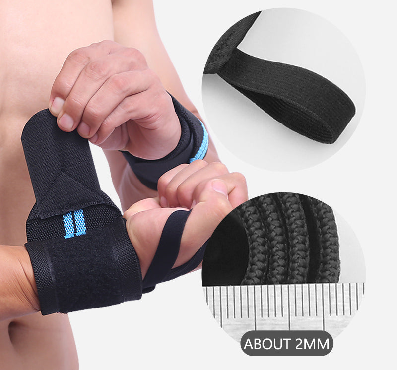Aolikes 1538 Wrist Wraps With Thumb Loops Braces For Powerlifting - BLUE