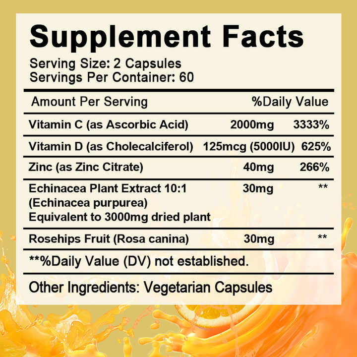 Beworths 100MG VITAMIN C CAPSULES WITH ZINC + D3 - 120 pcs