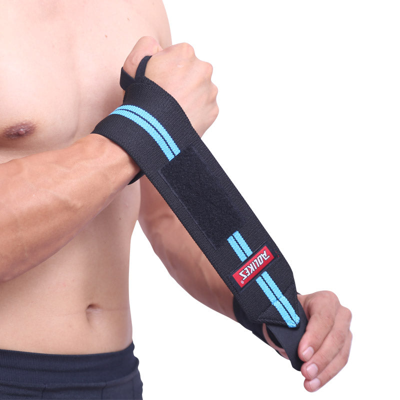 Aolikes 1538 Wrist Wraps With Thumb Loops Braces For Powerlifting - BLUE