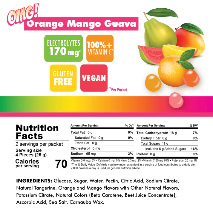 Bonk Breaker OMG Energy Chews - Orange, Mango, and Guava - 1 pack
