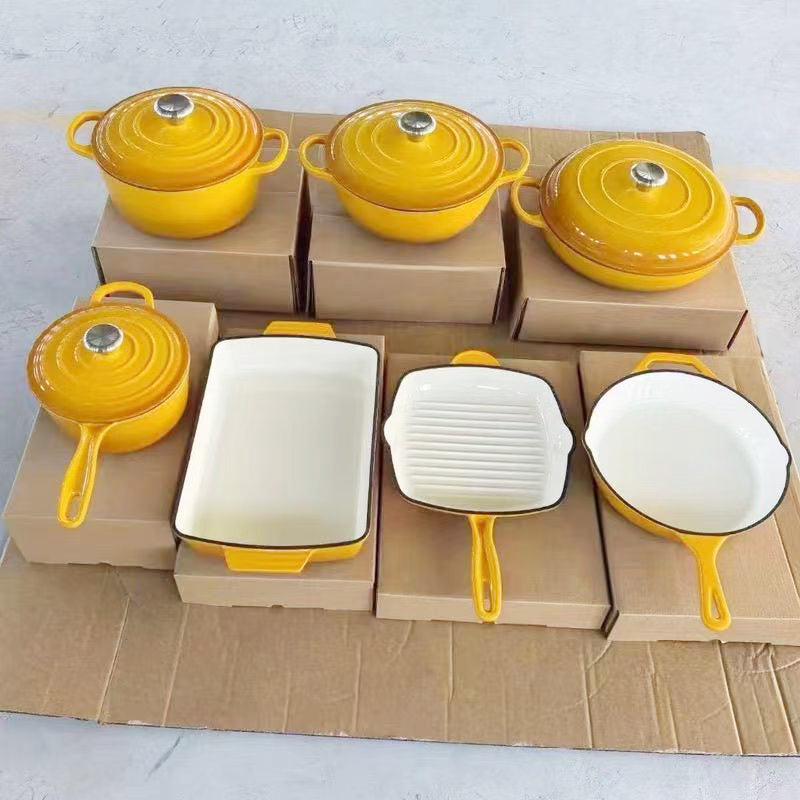 Happiness YELLOW ENAMELED CAST IRON KITCHENWARE - 7 PCS SET