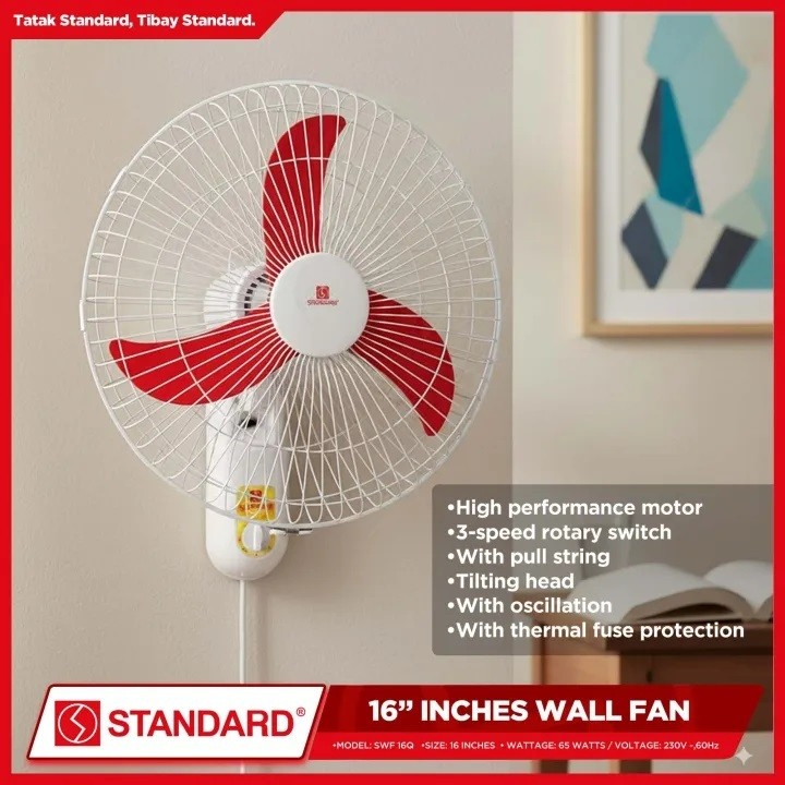 STANDARD ELECTRIC FAN 16" Wall Fan Plastic Blade
