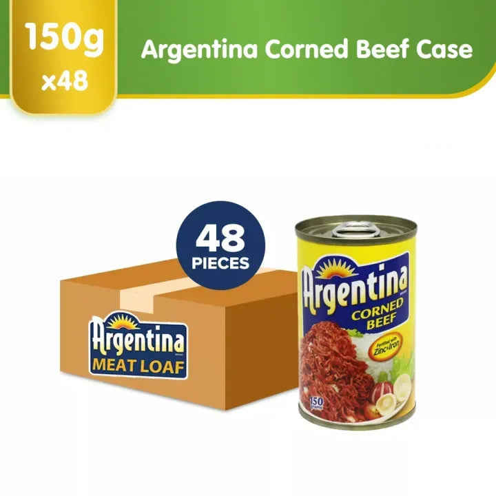 Argentina Corned Beef 150g (Case of 48pcs) - 100% Pure Beef, High Protein, Halal Certified