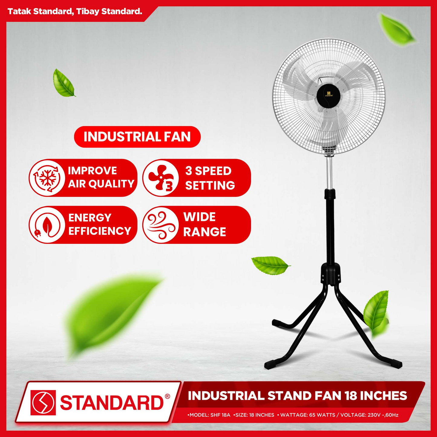 STANDARD INDUSTRIAL STAND FAN 18" - Metal Blade