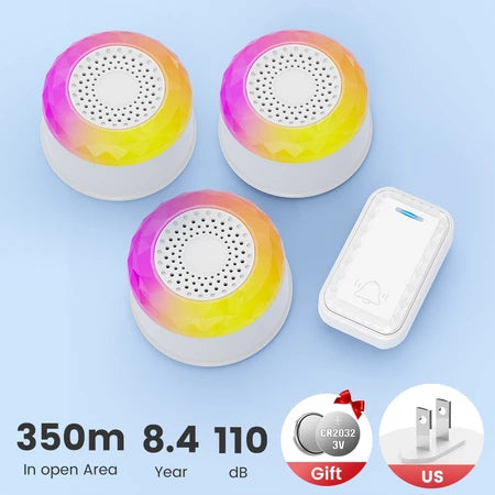 SMATRUL WIRELESS DOOR BELL - (1 BUTTON / 3 RECEIVERS) - WHITE