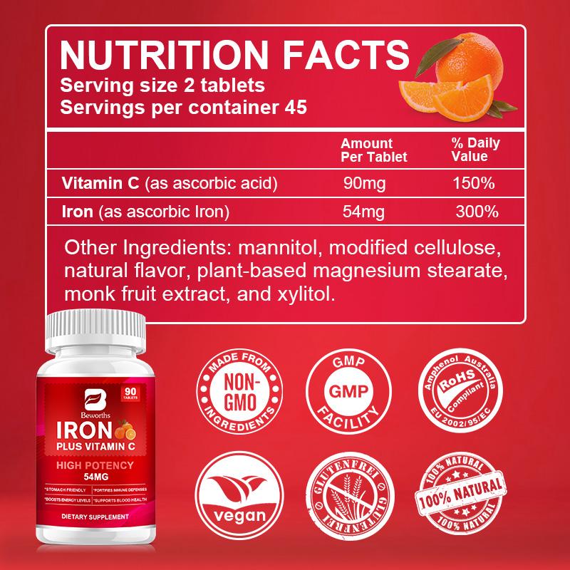 Beworths IRON 54MG PLUS VITAMIN C - 30 pcs
