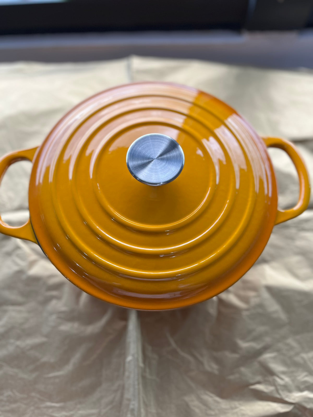 Happiness YELLOW ENAMELED CAST IRON POT - 32cm x 24cmx 11cm / 4.7kg