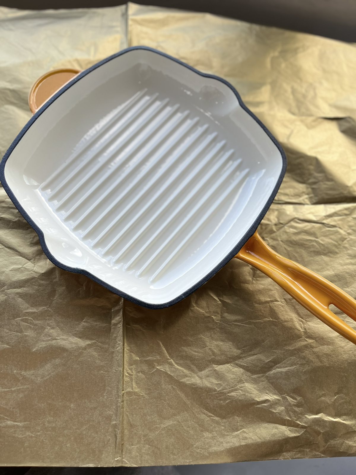 Happiness YELLOW ENAMELED CAST IRON GRILL PAN - 41 x 26.5 x 5.5cm / 3.65kg