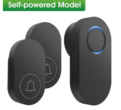 Smatrul Self-Powered Wireless Model Doorbell - BLACK (2 Button / 1 Receiver)