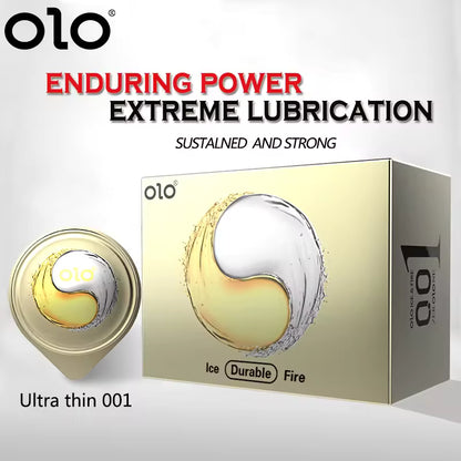 OLO FIRE AND ICE OIL DELAY CONDOM (10PCS) - round packaging