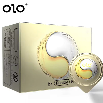 OLO FIRE AND ICE OIL DELAY CONDOM (10PCS) - round packaging