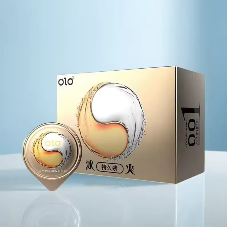OLO FIRE AND ICE OIL DELAY CONDOM (10PCS) - round packaging