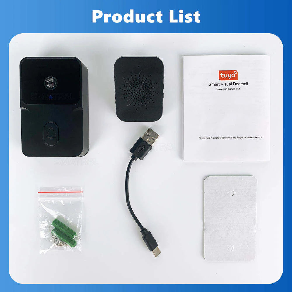 SMATRUL TUYA Wireless Intelligent Wi-Fi Doorbell  (Outdoor) High-Definition Camera - BLACK 1/2