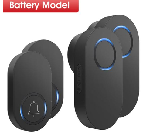 Smartrul WIRELESS DOOR BELL - BLACK BATTERY MODEL 2 Button / 2 Receiver