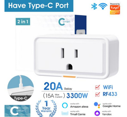 Tuya Smart Plug US Mini Smart Home Outlet Power Monitor Timer APP Voice Works With Alexa Google Home 15A