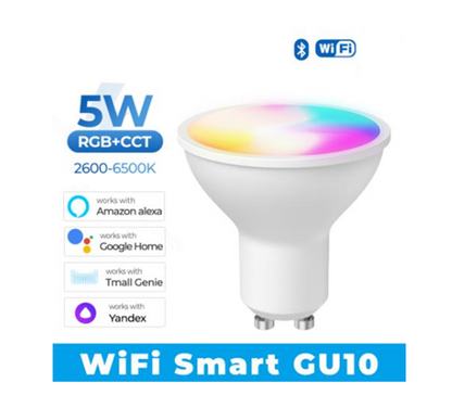Tuya GU10 Wi-Fi Smart Light LED Bulbs Smart Life Remote Control Work with Alexa, Google Home