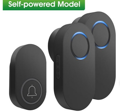Smatrul Self-Powered Wireless Model Doorbell - BLACK (1 Button / 2 Receiver)