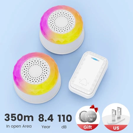 SMATRUL WIRELESS DOOR BELL - WHITE 1 BUTTON / 2 RECEIVERS