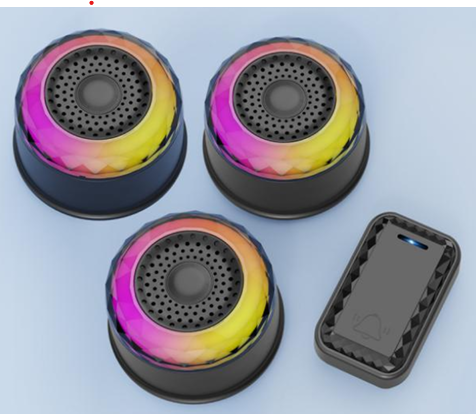 SMATRUL WIRELESS DOOR BELL - BLACK 1 BUTTON / 3 RECEIVERS