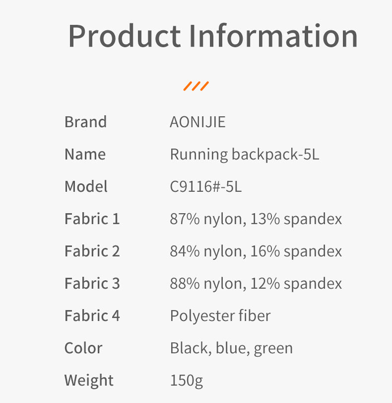 AONIJIE C9116-5L Sports Hydration Running Vest Backpack 5L - BLUE Medium