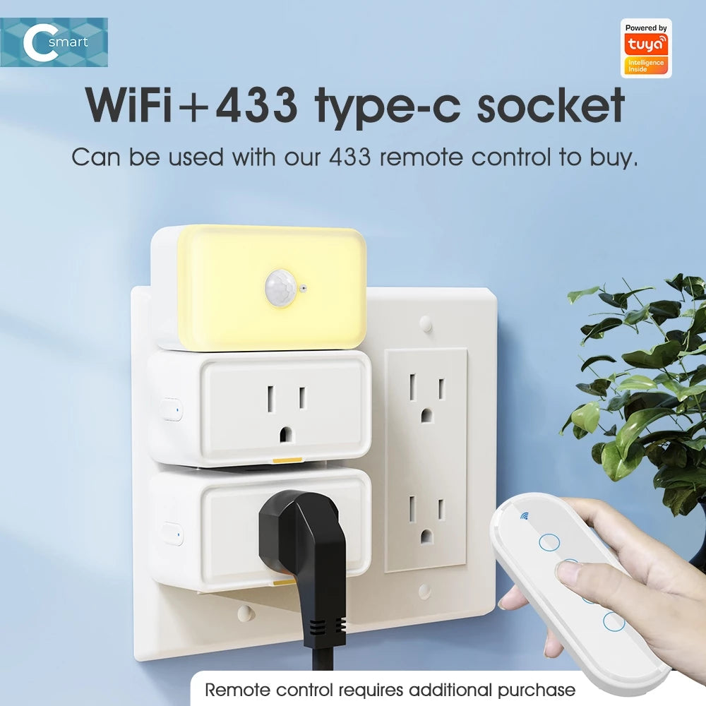Tuya Smart Plug US Mini Smart Home Outlet Power Monitor Timer APP Voice Works With Alexa Google Home 15A