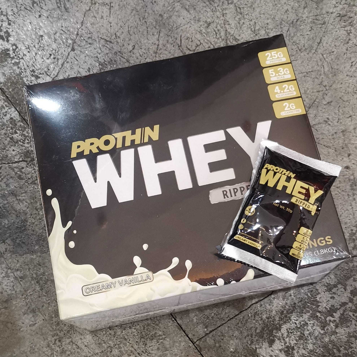 Whey Ripped Prothin WHEY PROTEIN RIPPED CREAMY VANILLA 1.8kg 60 sachets – ABOT.ph