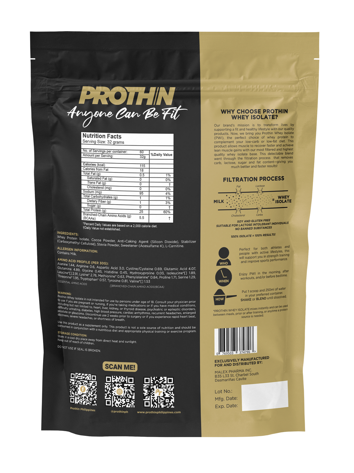 Prothin Philippines Prothin WHEY ISOLATE CHOCOLATE 1.8kg 60 servings – ABOT.ph