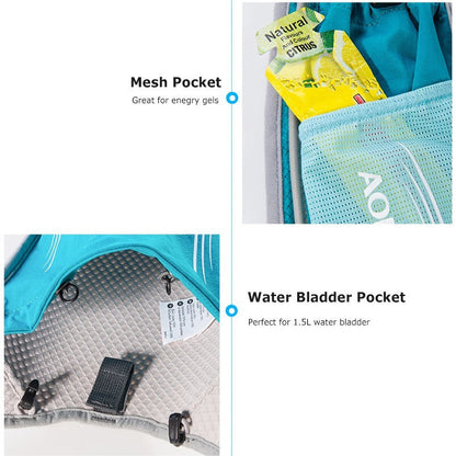 Aonijie BLUE Hydration Backpack Running Vest 5 Liter (vest only - flask, bladder or bottles are sold seperately)