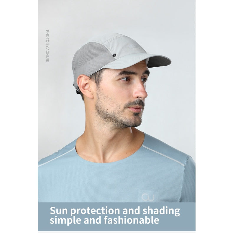 Aonijie BLACK SUN PROTECTION CAP with Detachable Neck Flap Cover