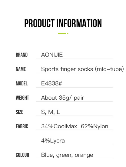Aonijie Running TOE SOCKS 3 Pairs Model no. E4838 - LARGE