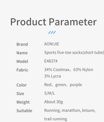 Aonijie  E4837 Low-Cut Running TOE SOCKS 3 Pairs - MEDIUM