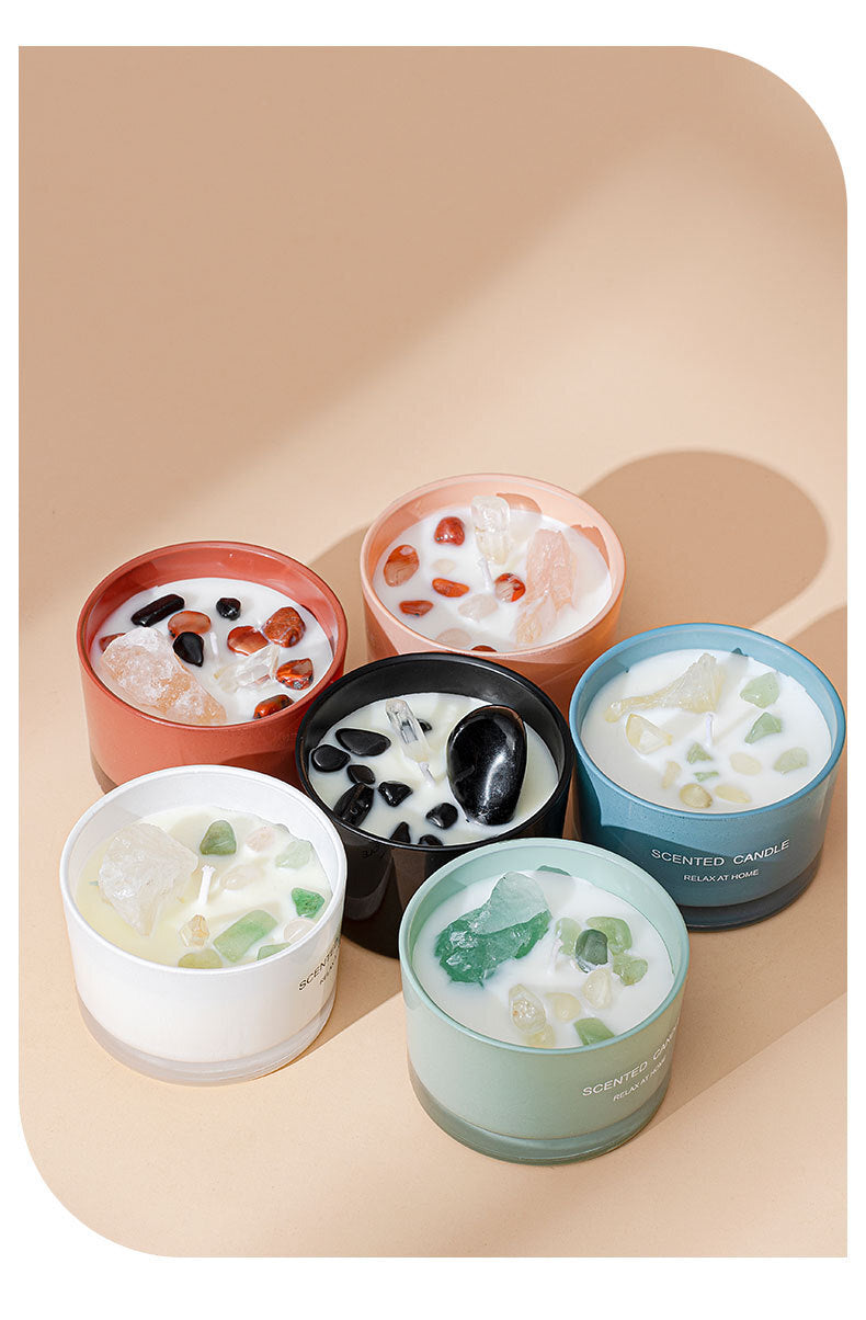 Citta Soy Wax Crystal Stone SCENTED CANDLE | Gray Blue Fresh Spring w/ BOX