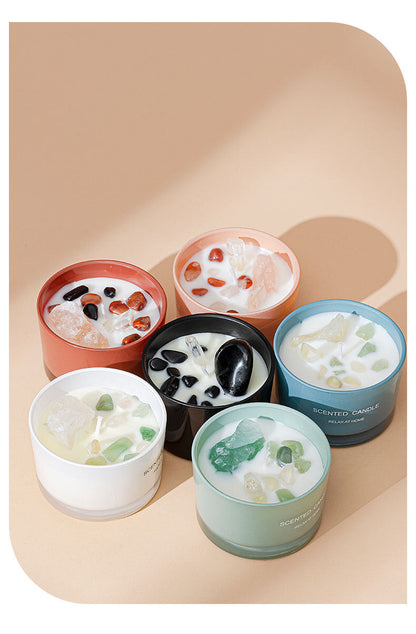 Citta Soy Wax Crystal Stone SCENTED CANDLE | Gray Blue Fresh Spring w/ BOX