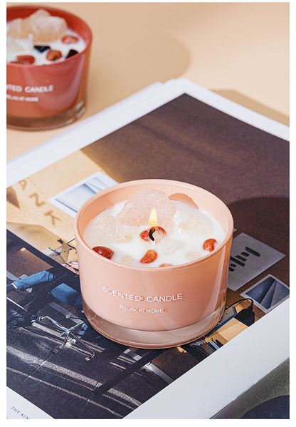 Citta Soy Wax Crystal Stone SCENTED CANDLE | Champagne Ginger and Orange w/ BOX