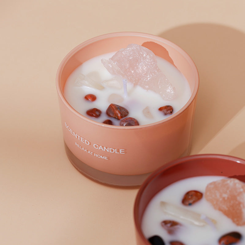 Citta Soy Wax Crystal Stone SCENTED CANDLE | Champagne Ginger and Orange w/ BOX