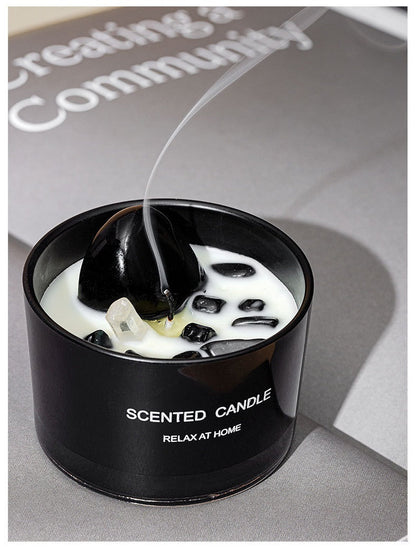 Citta Soy Wax Crystal Stone SCENTED CANDLE | Classic Black Zen Tea w/ BOX