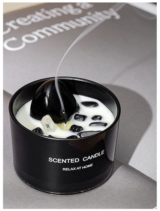Citta Soy Wax Crystal Stone SCENTED CANDLE | Classic Black Zen Tea w/ BOX