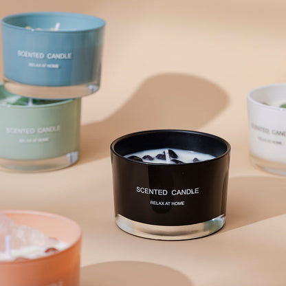 Citta Soy Wax Crystal Stone SCENTED CANDLE | Classic Black Zen Tea w/ BOX