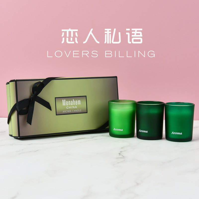 3in1 Menahem Aroma SCENTED CANDLE -GREEN w/ Gift Box